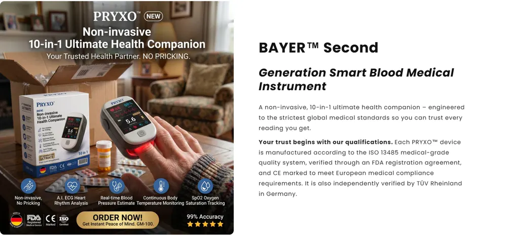 2026 Pryxo™ second generation 10-in-1 smart blood medical instrument / 10 health reports - No-Prick