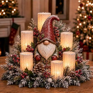 Gnome Christmas Lighted Centerpiece